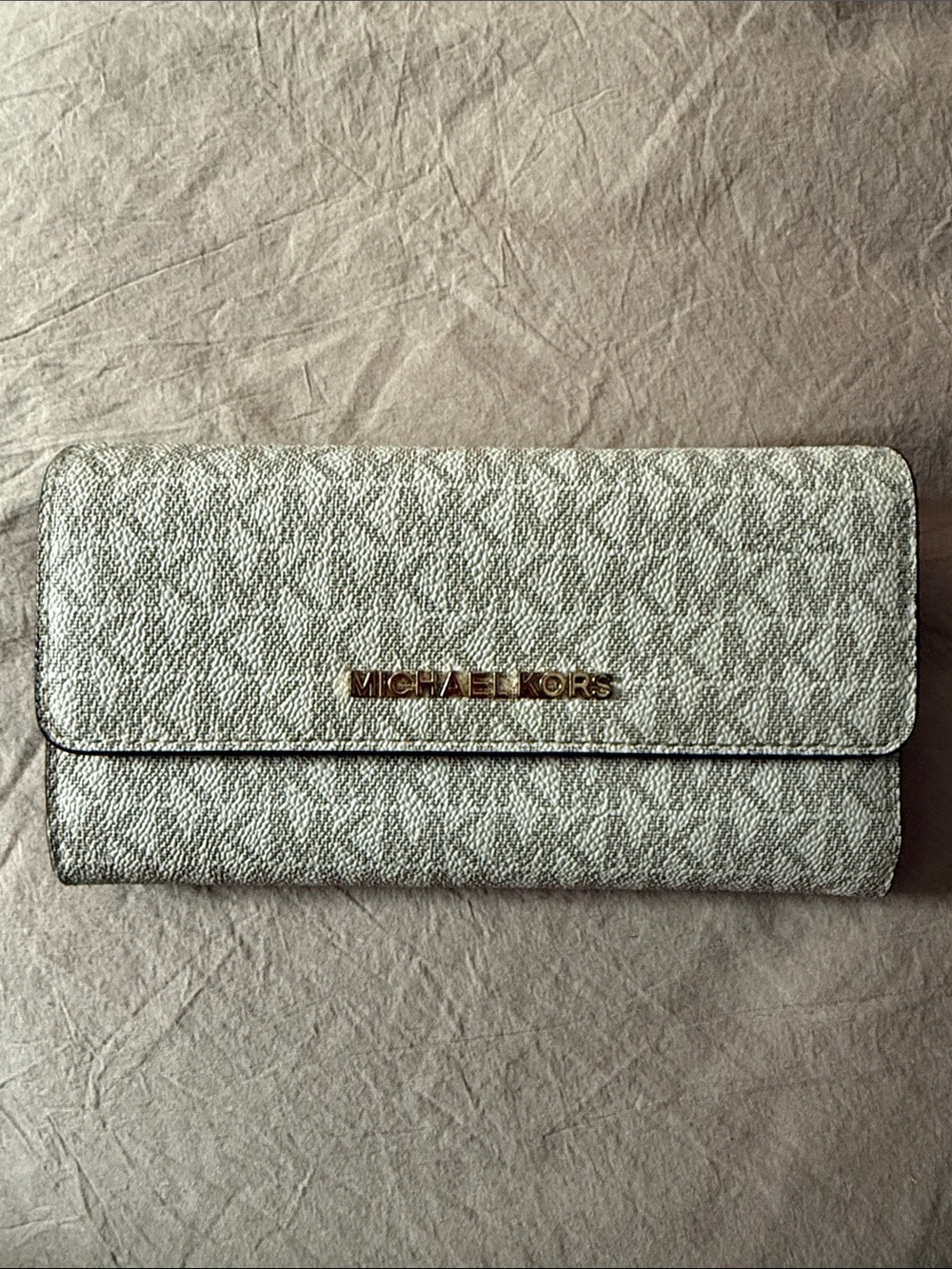 Michael Kors Gold Logo Metallic Light Silver Wallet